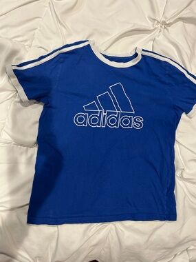 adidas Royal Blue Tee with White Trim and Logo
